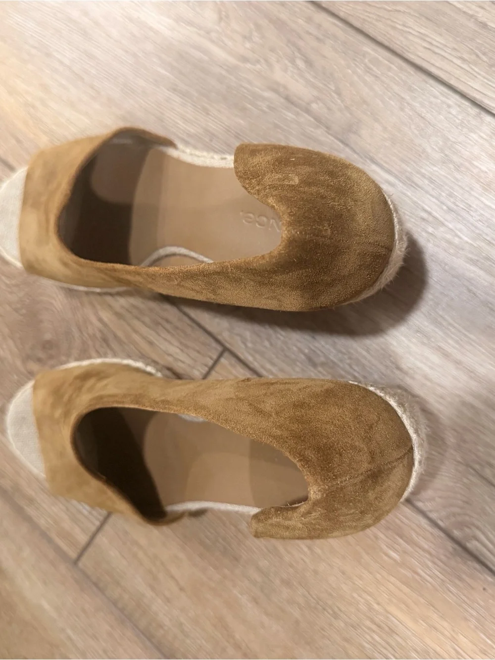 Vince Sonora Suede Peep-Toe Espadrille Wedges